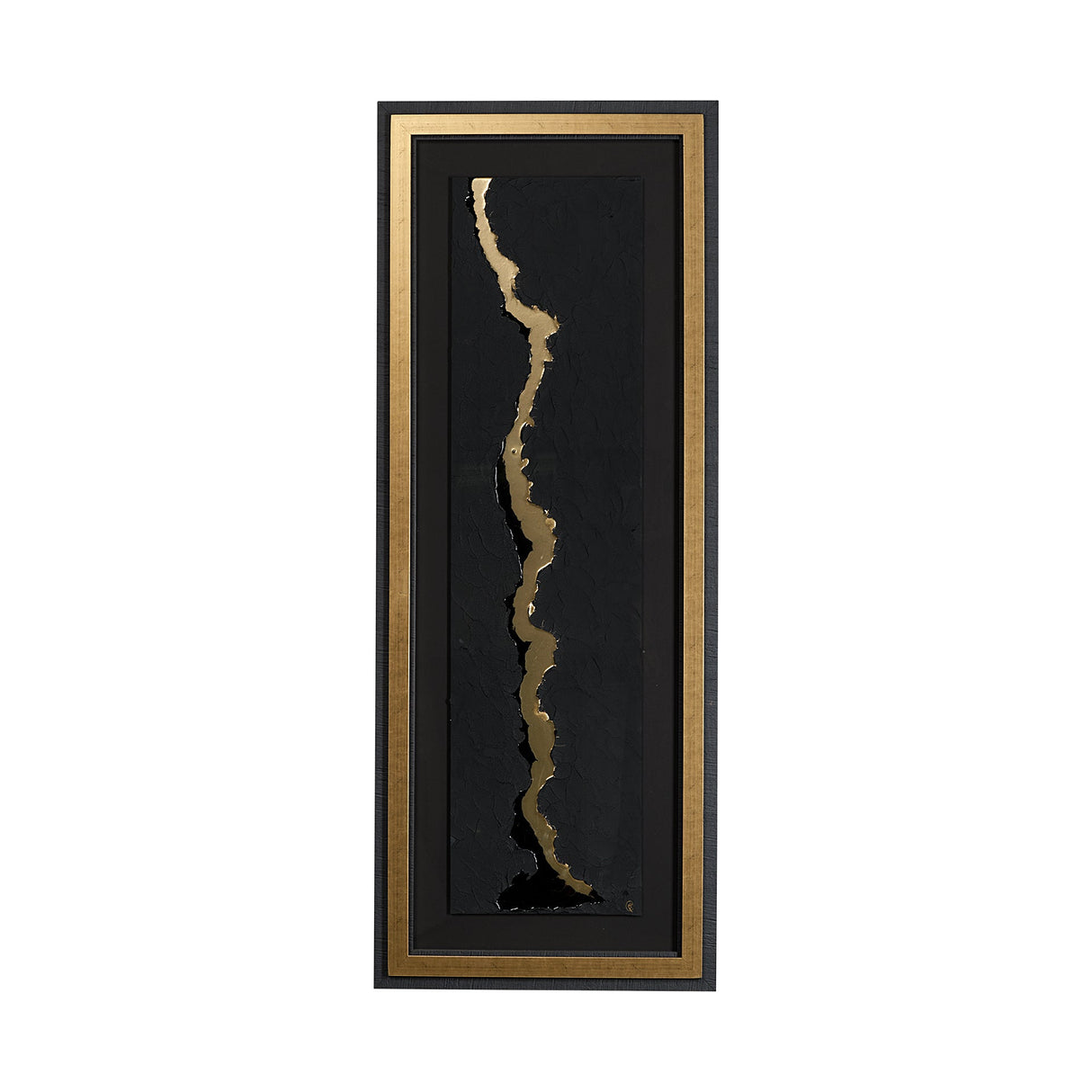 Gold River by Barbara Fleming a Hand Embelished Textured Framed Art Print Matted under Glass by Mercana at Eve Furniture