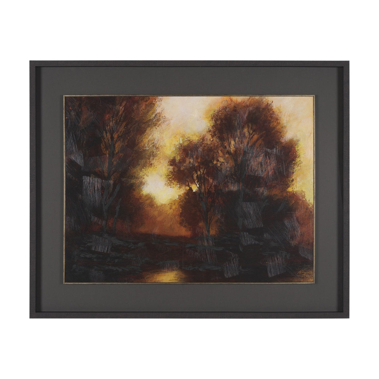 Golden Quiet I by Mercana Studio Hand-Embellished Textured Framed Artwork Matted under Glass by Mercana at Eve Furniture