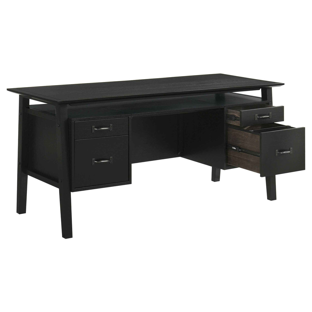 Goodson Black 64-inch 4-Drawer Double Pedestal Computer Desk by Coaster at Eve Furniture