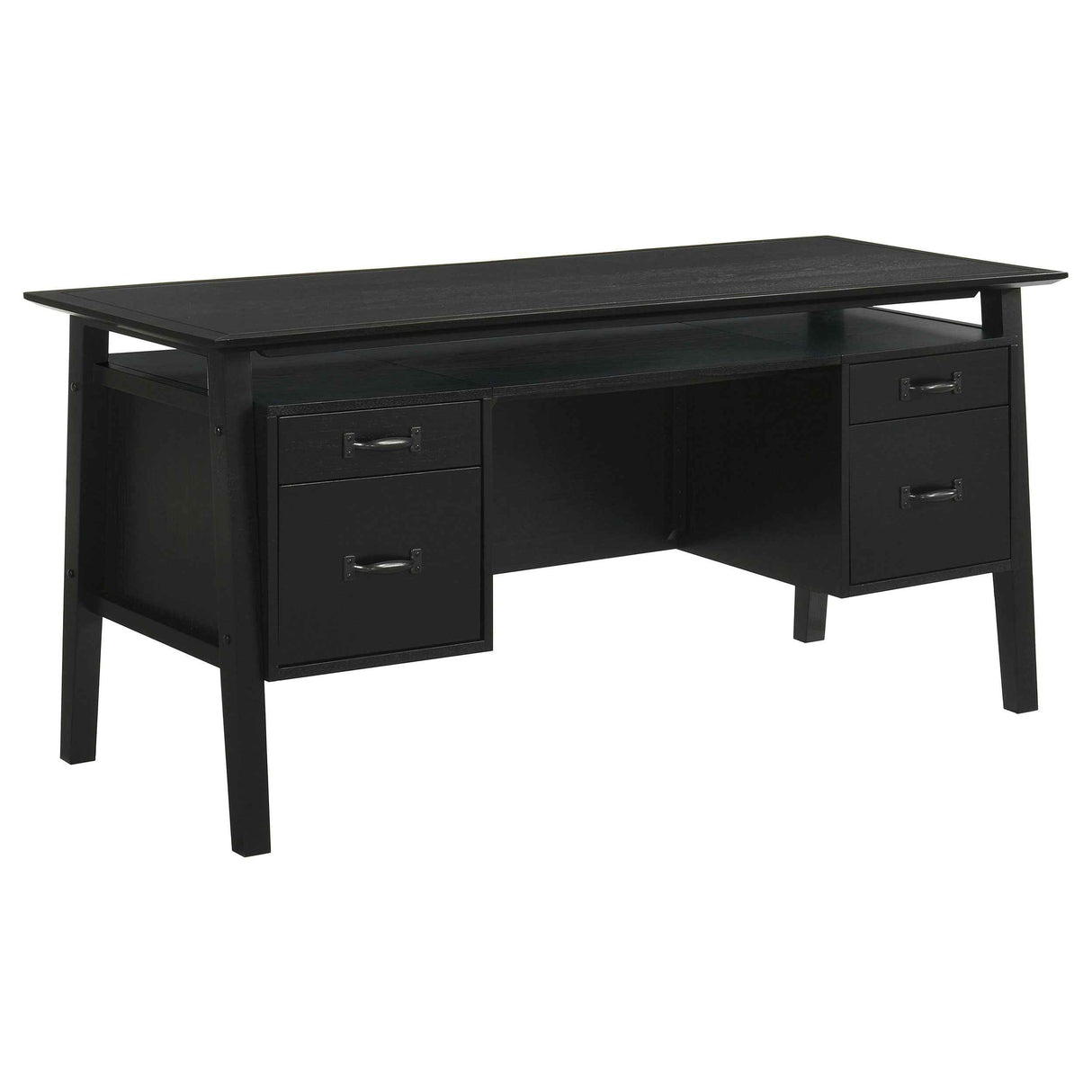 Goodson Black 64-inch 4-Drawer Double Pedestal Computer Desk by Coaster at Eve Furniture