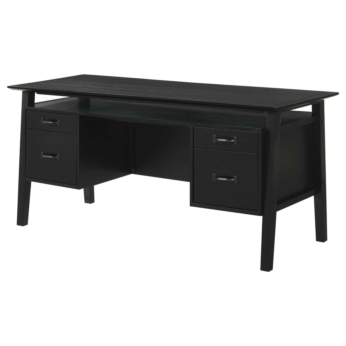 Goodson Black 64-inch 4-Drawer Double Pedestal Computer Desk by Coaster at Eve Furniture