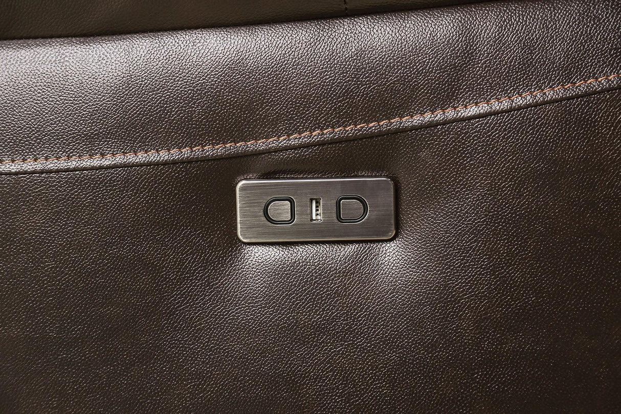 Gorgius Espresso Leather Modular Power Reclining Sectional by Furniture of America at Eve Furniture