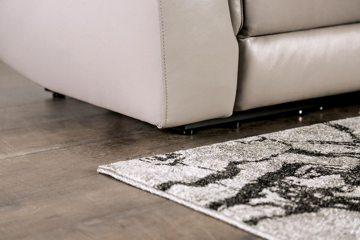 Gorgius Light Gray Leather Modular Power Reclining Sectional by Furniture of America at Eve Furniture