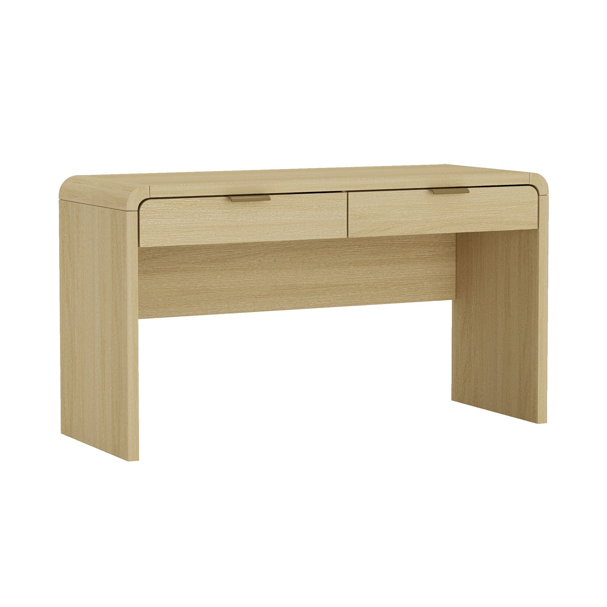 Grace 54" Home Office Desk in Natural Oak and Gold by Manhattan Comfort at Eve Furniture