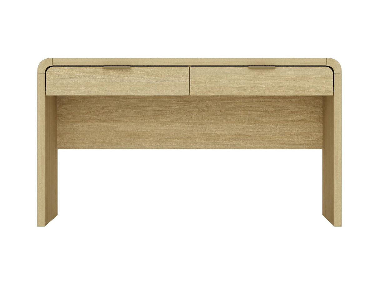 Grace 54" Home Office Desk in Natural Oak and Gold by Manhattan Comfort at Eve Furniture