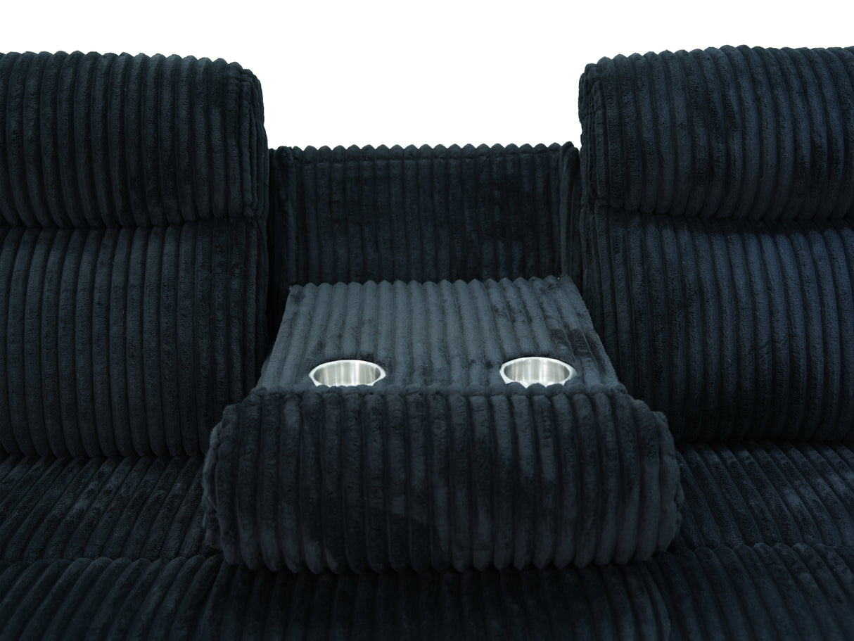 Grace Black Corduroy 3-Piece Reclining Set by New Era Innovations at Eve Furniture