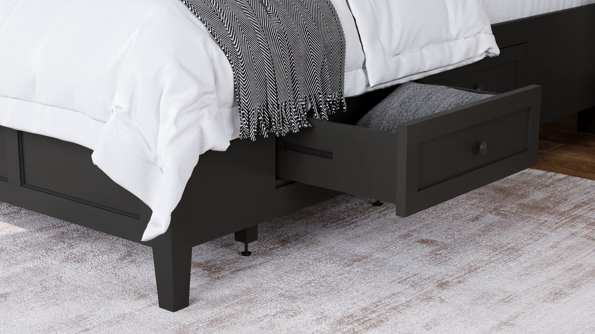 Grace Four Drawer Full Platform Storage Bed in Raven Black by Modus Furniture at Eve Furniture