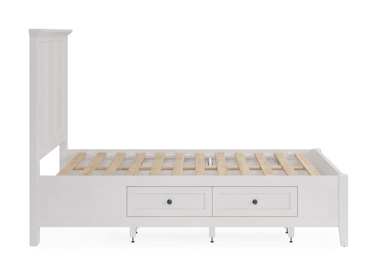 Grace Four Drawer Queen Platform Storage Bed in Snowfall White by Modus Furniture at Eve Furniture