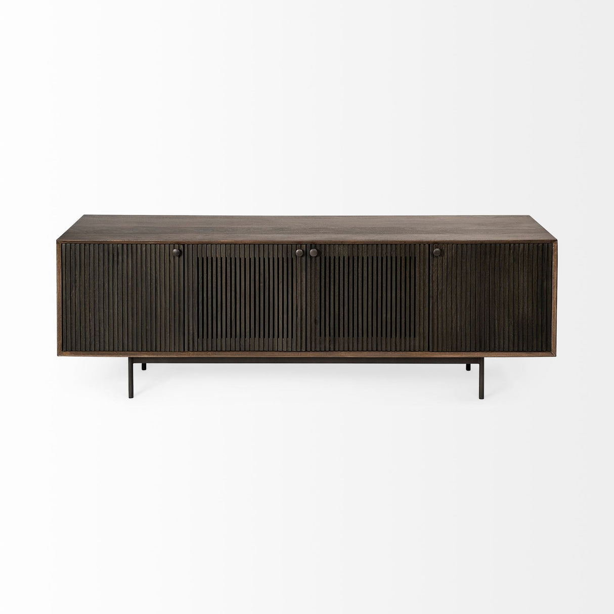 Grace I Two-Toned Brown Solid Wood TV Stand Media Console with Slated Doors by Mercana at Eve Furniture