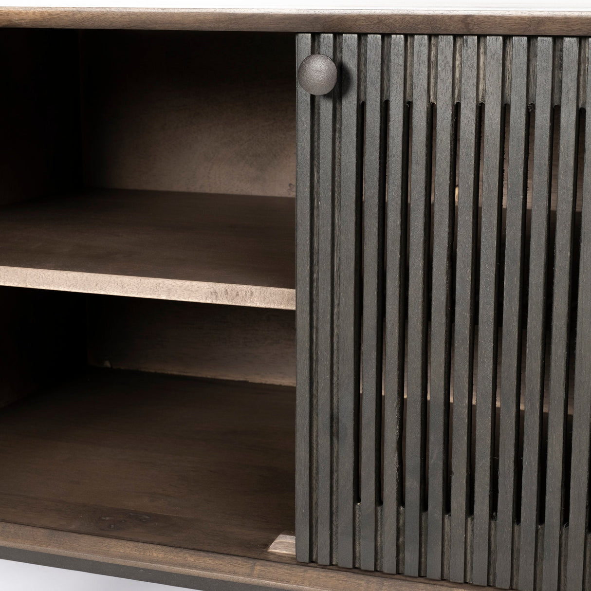 Grace I Two-Toned Brown Solid Wood TV Stand Media Console with Slated Doors by Mercana at Eve Furniture