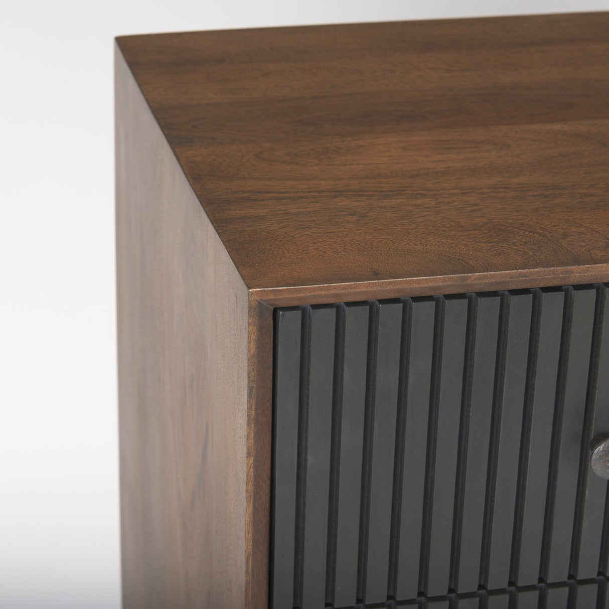 Grace Medium Brown Wood W/Black Metal Frame 3 Drawer Accent Cabinet by Mercana at Eve Furniture