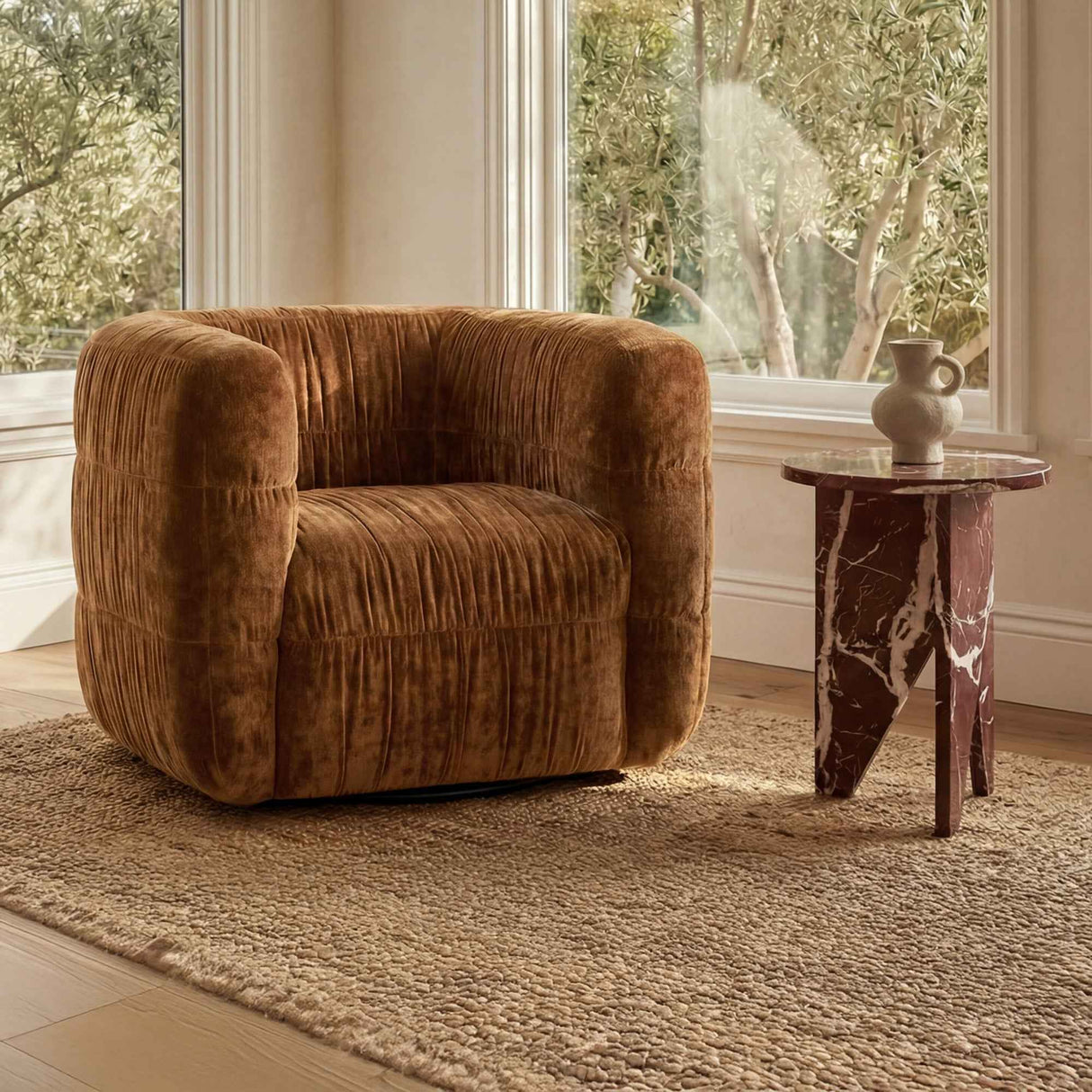 Grace Rosso Levante Marble Accent Table by Moe's Home at Eve Furniture