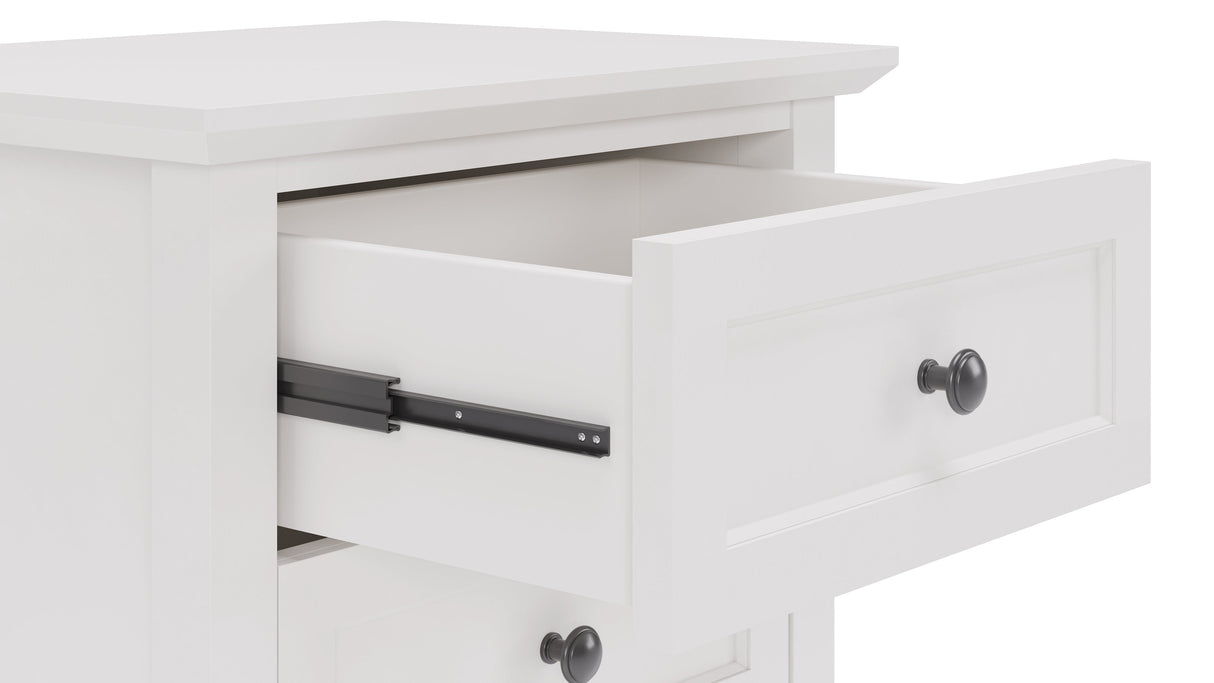 Grace Three Drawer Nightstand in Snowfall White by Modus Furniture at Eve Furniture