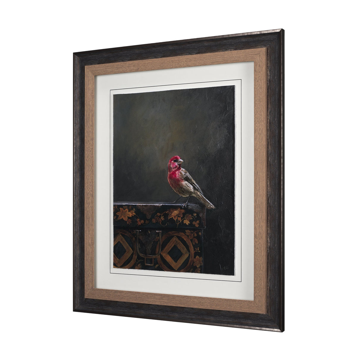 Graceful Poise I (House Finch) by Mercana Studio a Hand Embellished Framed Art Print Matted under Gl by Mercana at Eve Furniture