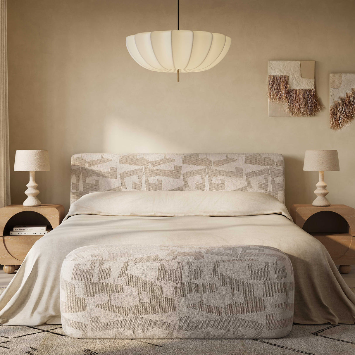 Graceland Cream Jacquard Bench by TOV Furniture at Eve Furniture
