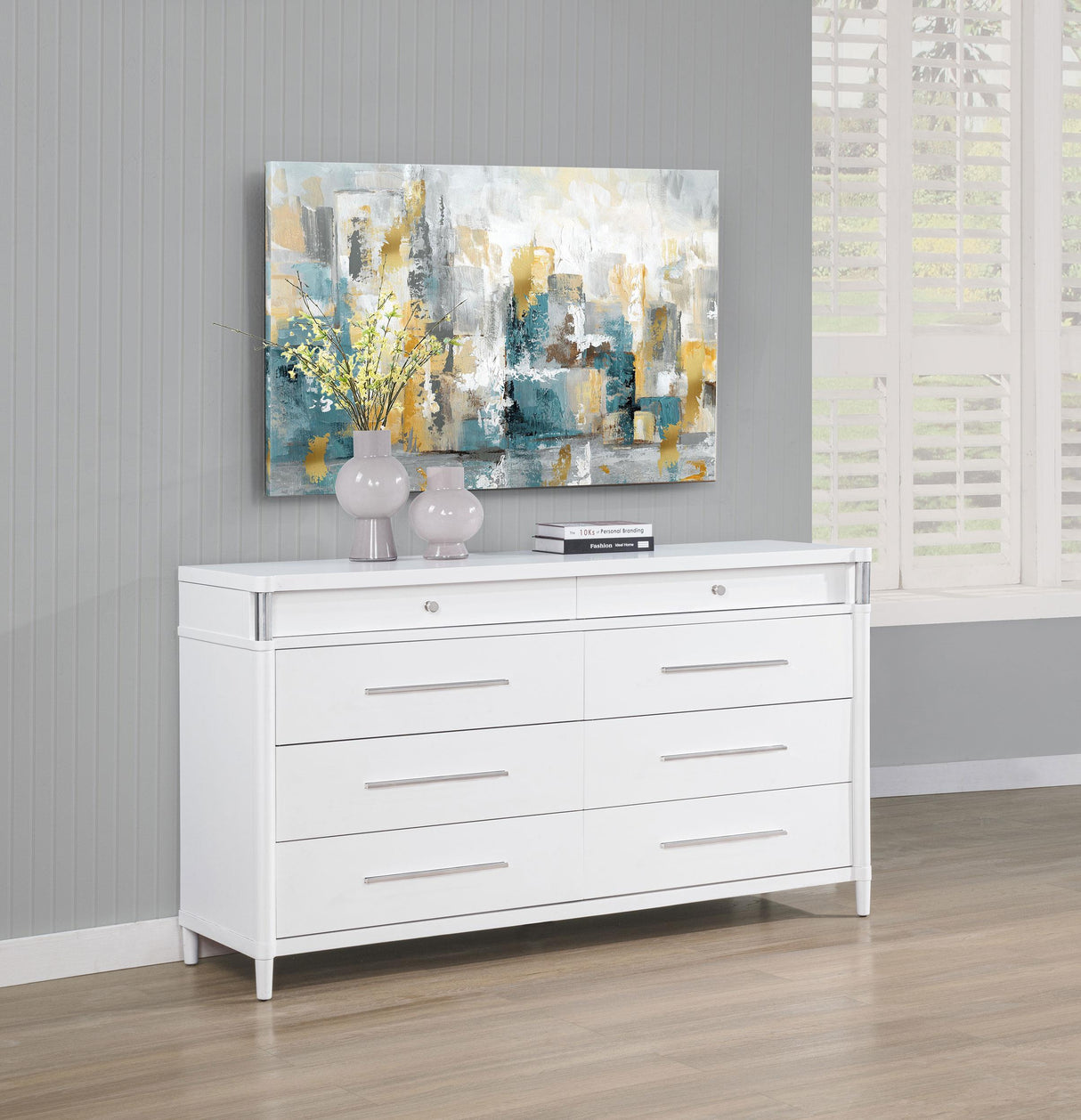 Gracemont White 8-Drawer Bedroom Dresser Cabinet by Coaster at Eve Furniture