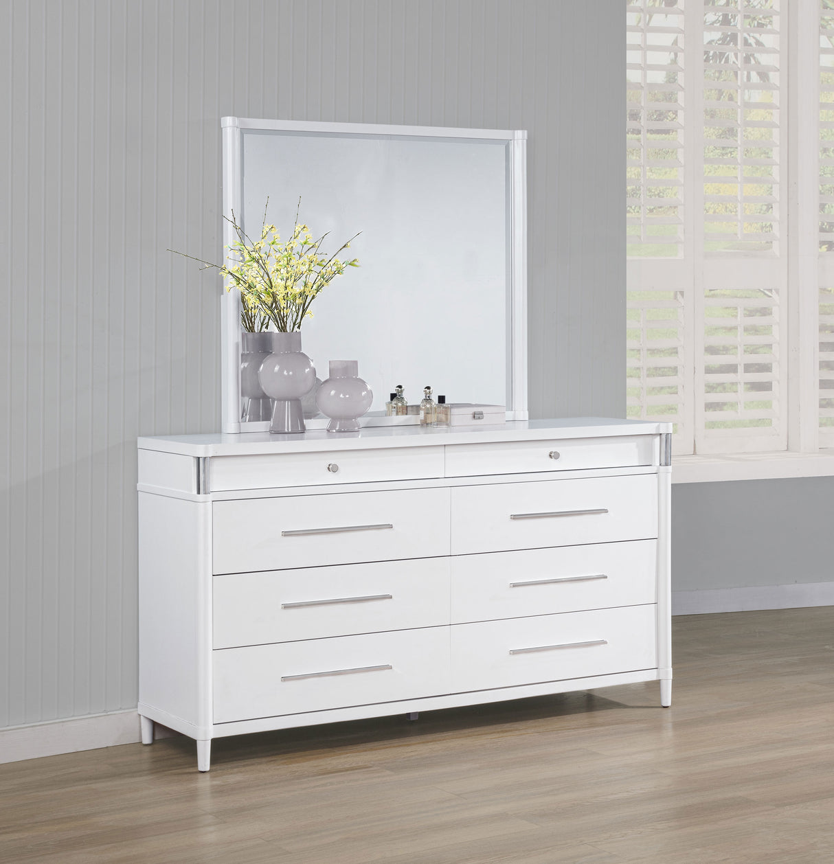 Gracemont White 8-drawer Bedroom Dresser with Mirror by Coaster at Eve Furniture