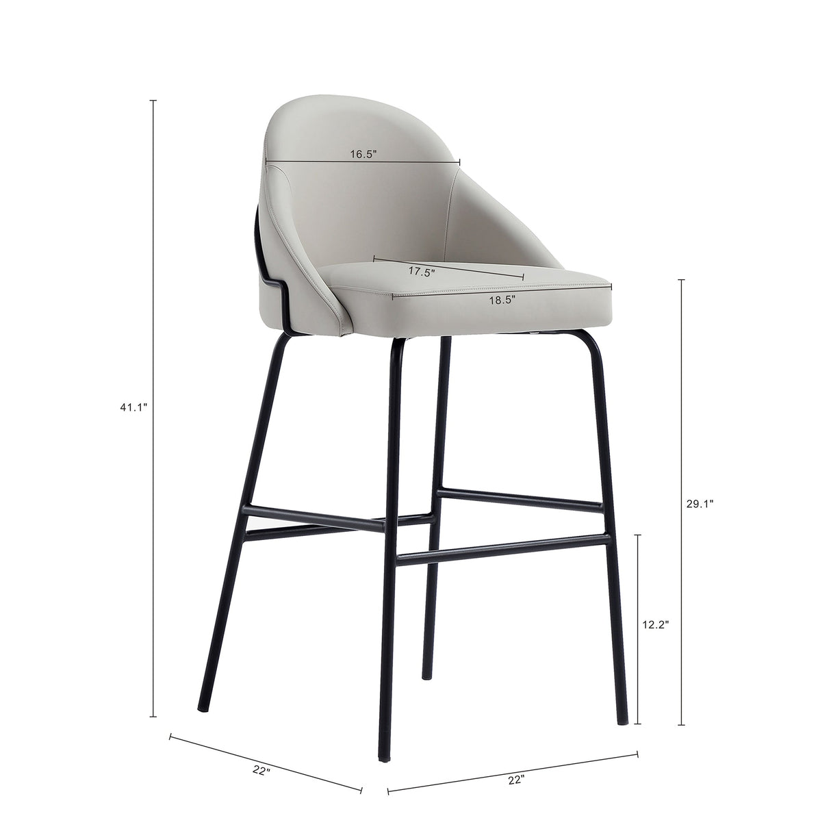 Gracie Barstool in Stone and Black (set of 2) by Manhattan Comfort at Eve Furniture