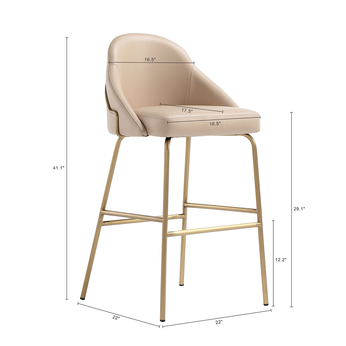 Gracie Barstool in Tan and Gold by Manhattan Comfort at Eve Furniture