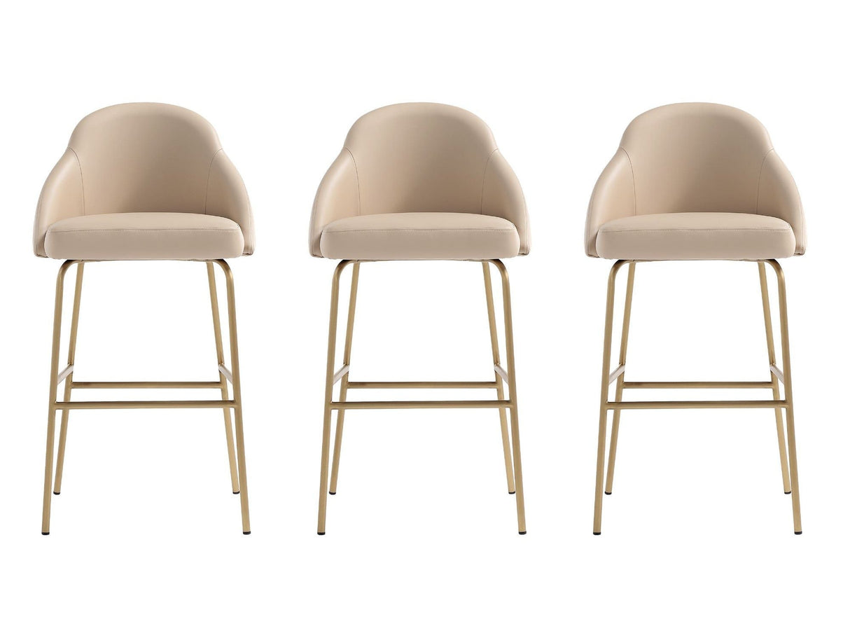 Gracie Barstool in Tan and Gold (set of 3) by Manhattan Comfort at Eve Furniture
