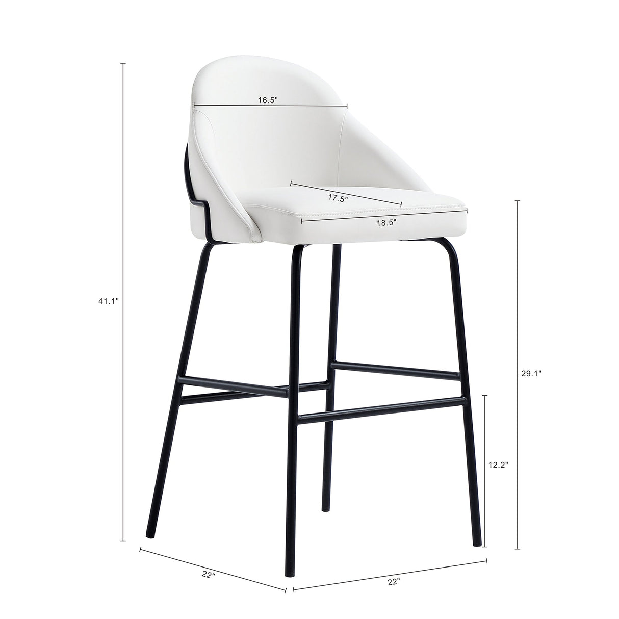 Gracie Barstool in White and Black (set of 2) by Manhattan Comfort at Eve Furniture