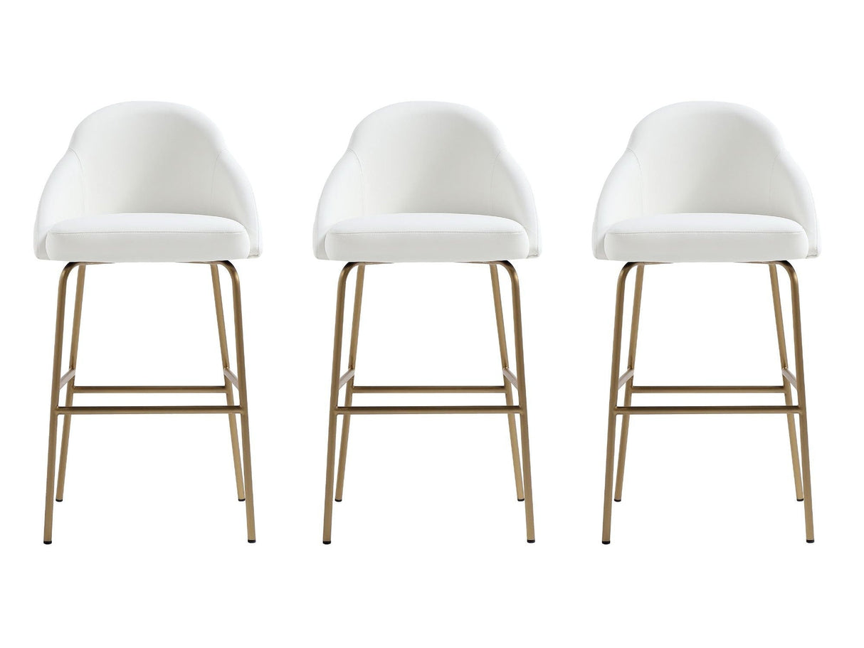 Gracie Barstool in White and Gold (set of 3) by Manhattan Comfort at Eve Furniture