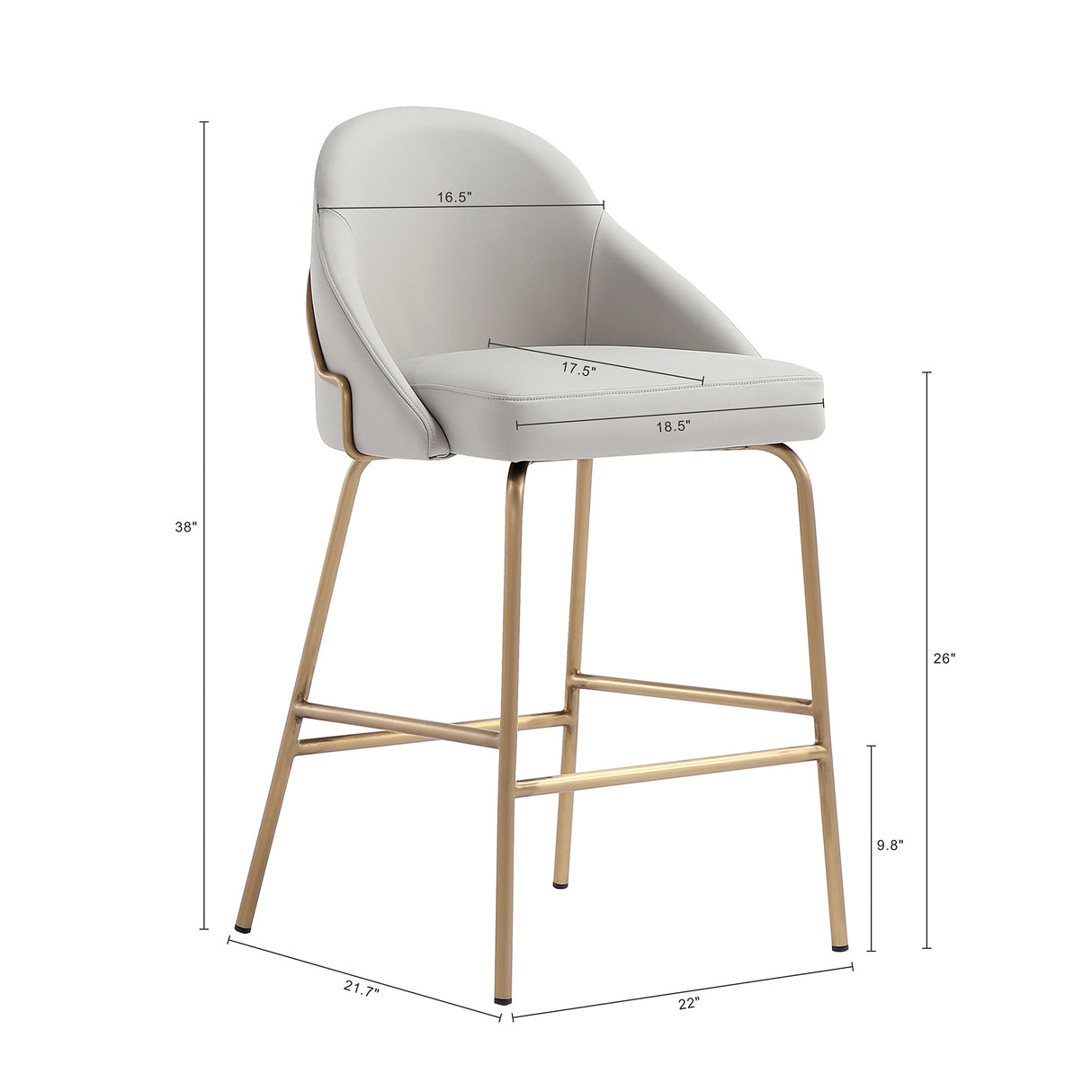 Gracie Counter Stool in Stone and Gold by Manhattan Comfort at Eve Furniture
