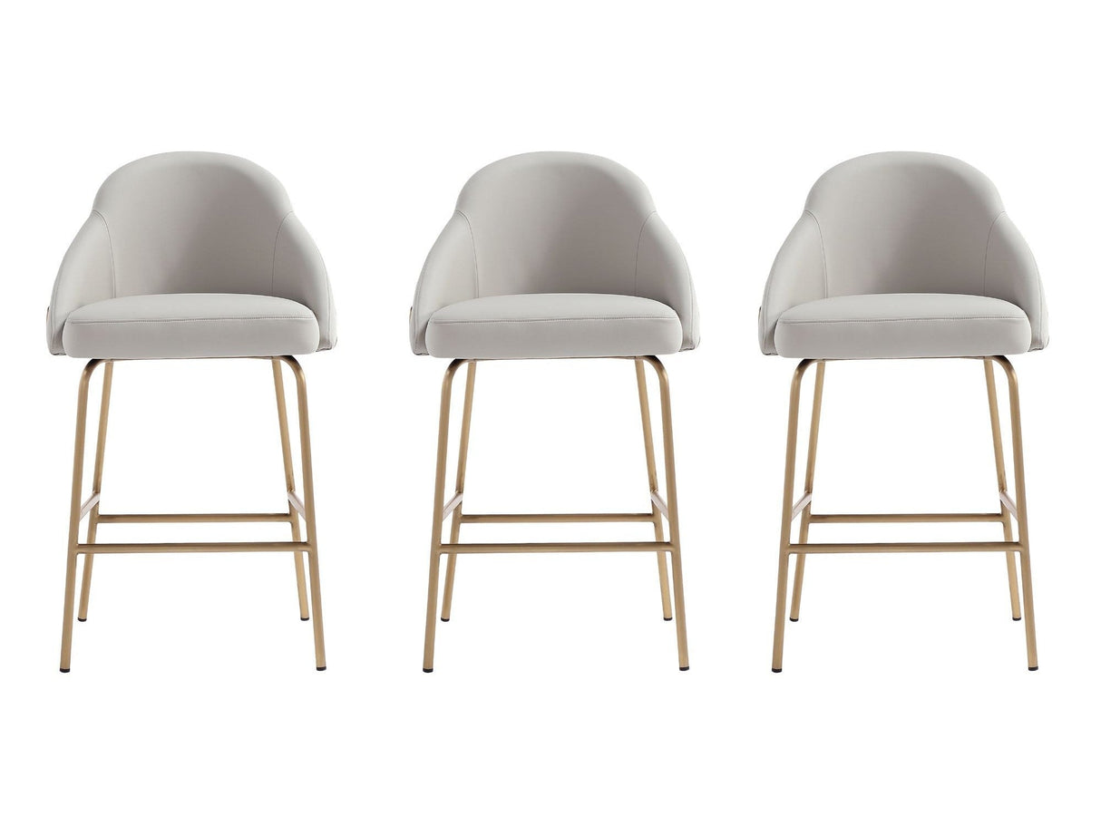 Gracie Counter Stool in Stone and Gold (set of 3) by Manhattan Comfort at Eve Furniture