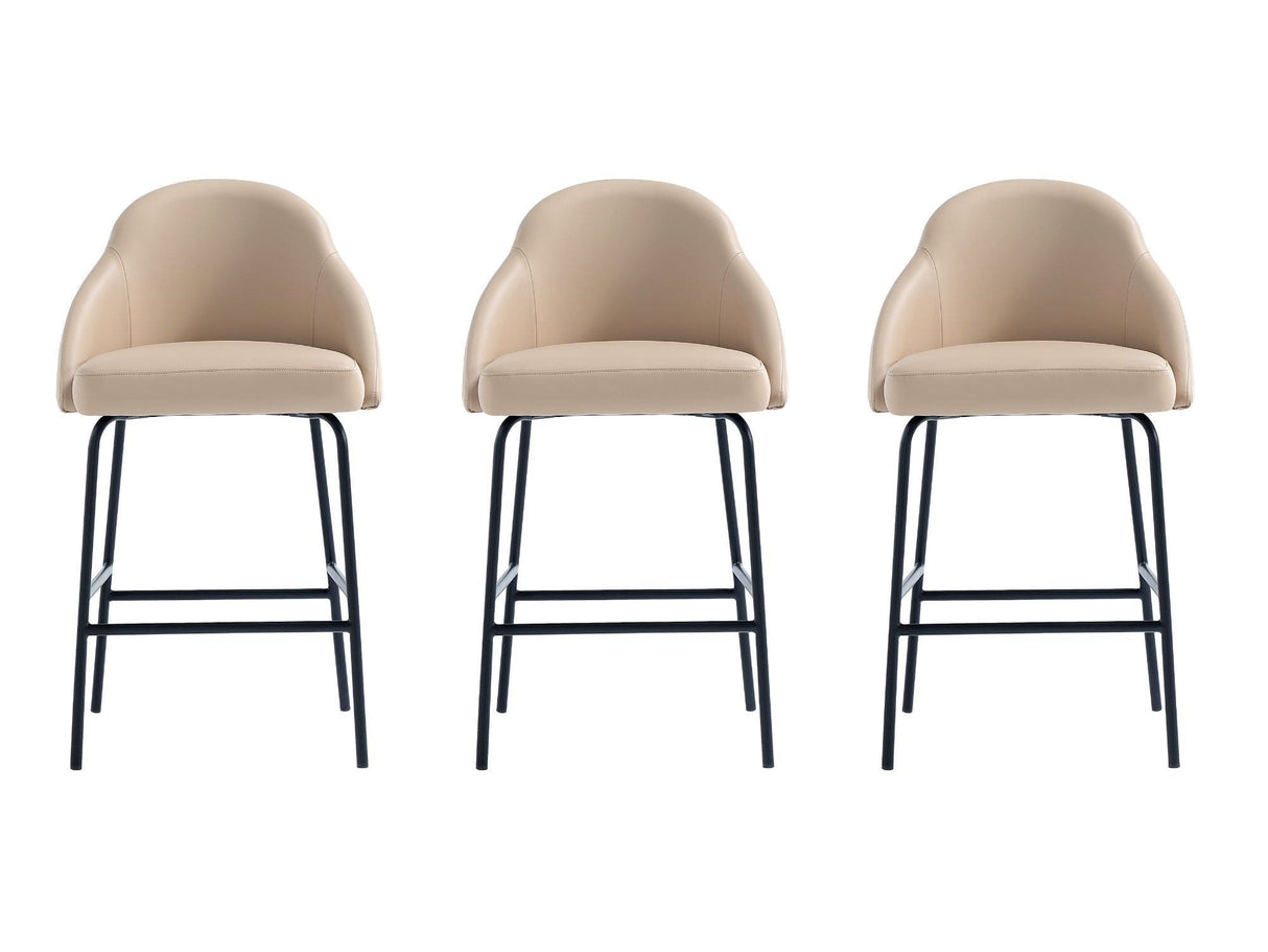 Gracie Counter Stool in Tan and Black (set of 3) by Manhattan Comfort at Eve Furniture