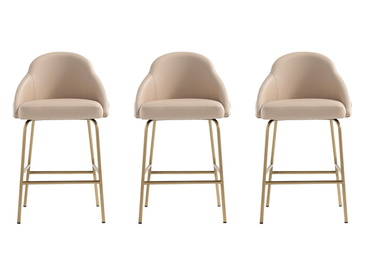 Gracie Counter Stool in Tan and Gold (set of 3) by Manhattan Comfort at Eve Furniture