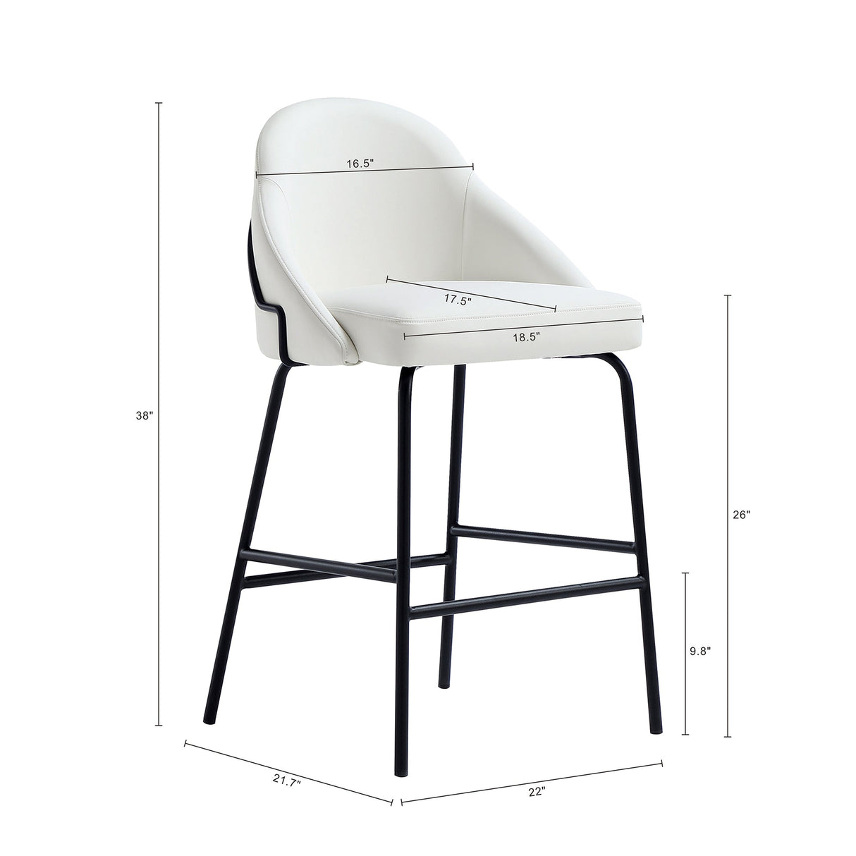 Gracie Counter Stool in White and Black (set of 2) by Manhattan Comfort at Eve Furniture