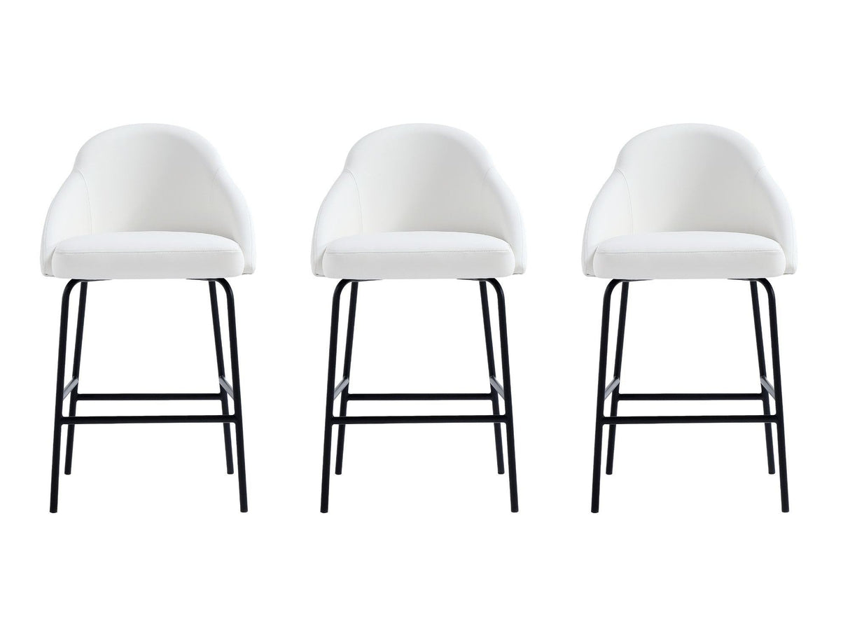 Gracie Counter Stool in White and Black (set of 3) by Manhattan Comfort at Eve Furniture