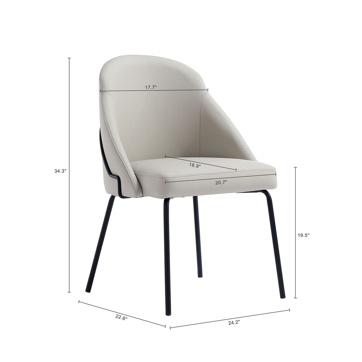 Gracie Dining Chair in Stone and Black (set of 4) by Manhattan Comfort at Eve Furniture