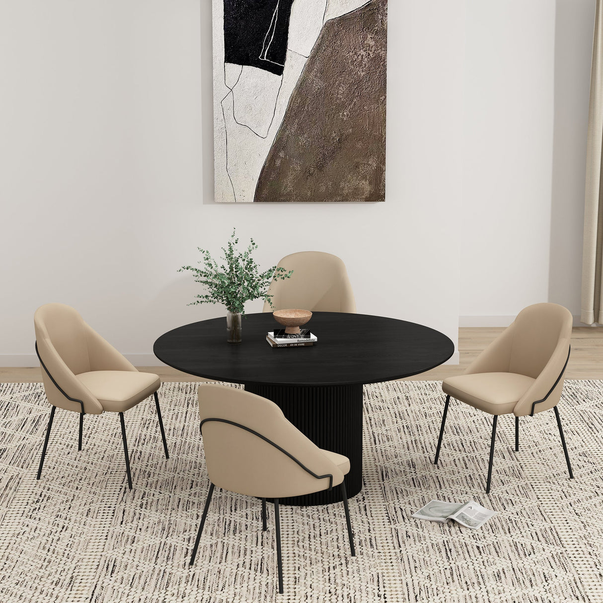Gracie Dining Chair in Tan and Black (set of 4) by Manhattan Comfort at Eve Furniture