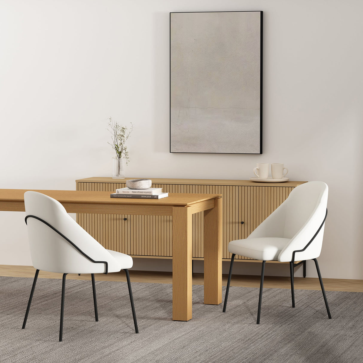Gracie Dining Chair in White and Black (set of 2) by Manhattan Comfort at Eve Furniture