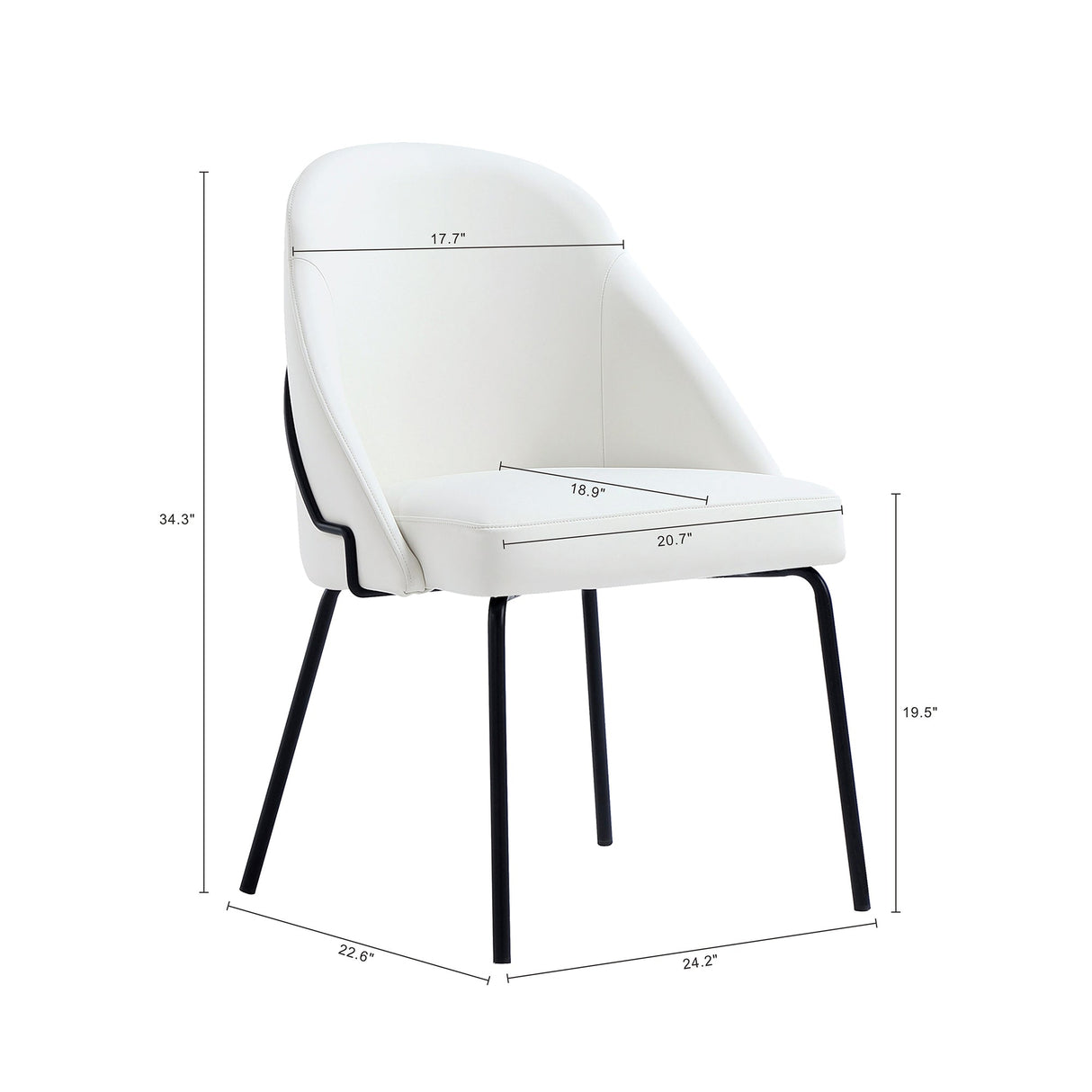 Gracie Dining Chair in White and Black (set of 2) by Manhattan Comfort at Eve Furniture