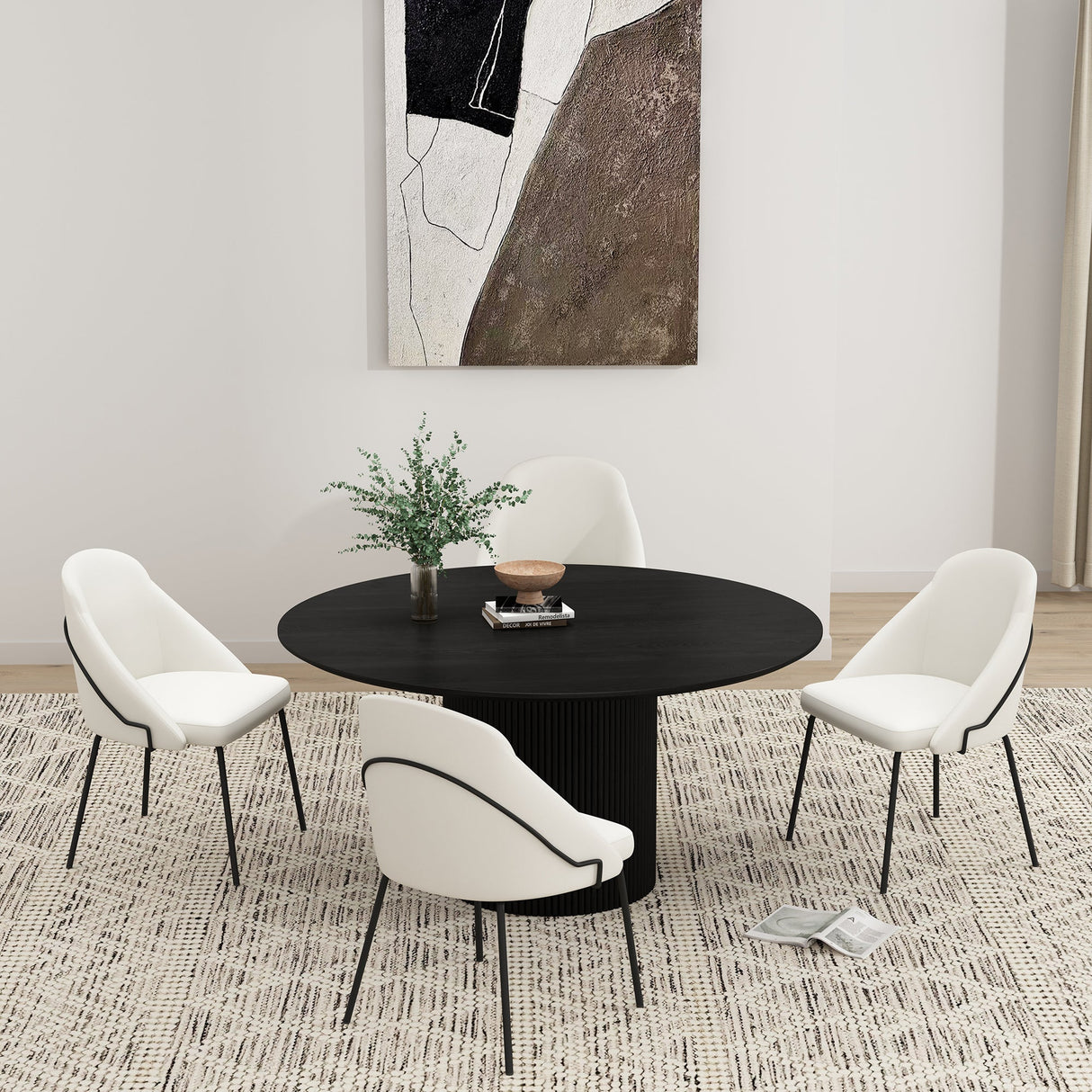 Gracie Dining Chair in White and Black (set of 4) by Manhattan Comfort at Eve Furniture