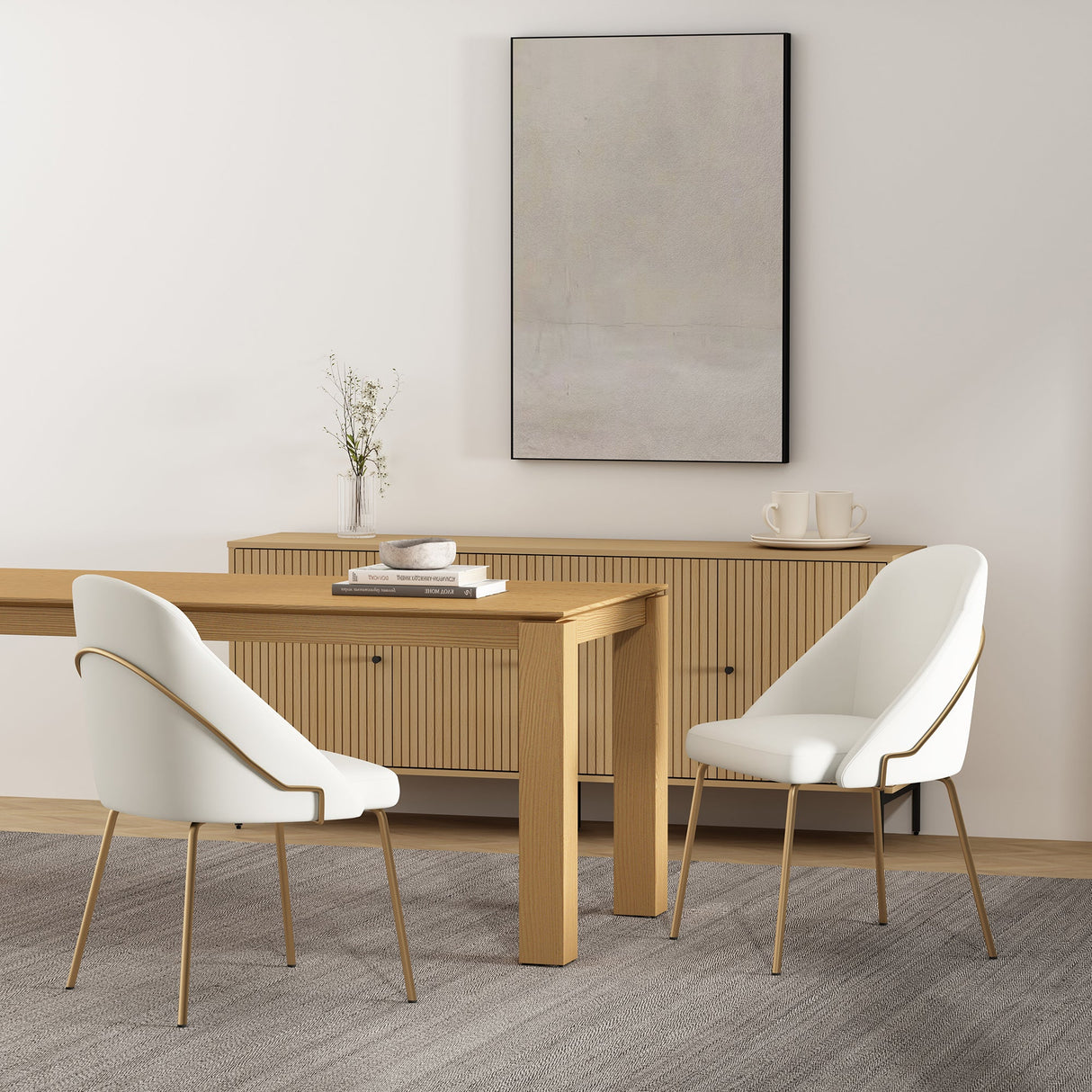 Gracie Dining Chair in White and Gold (set of 2) by Manhattan Comfort at Eve Furniture