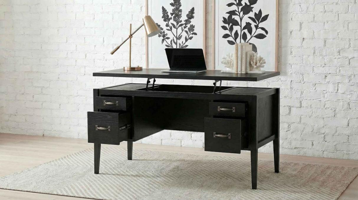 Graham Black 54-inch 4-drawer Double Pedestal Lift Top Computer Desk by Coaster at Eve Furniture
