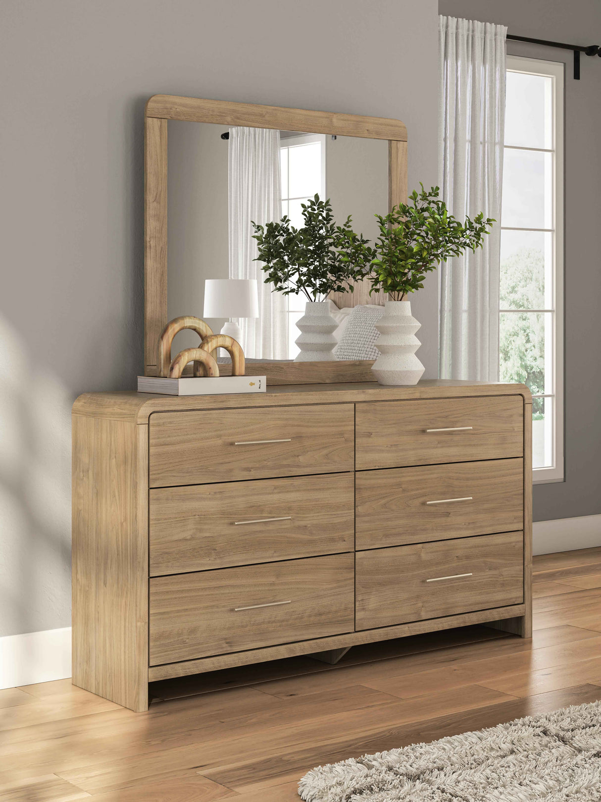 Gramburg Warm Natural Brown Dresser and Mirror by Ashley at Eve Furniture