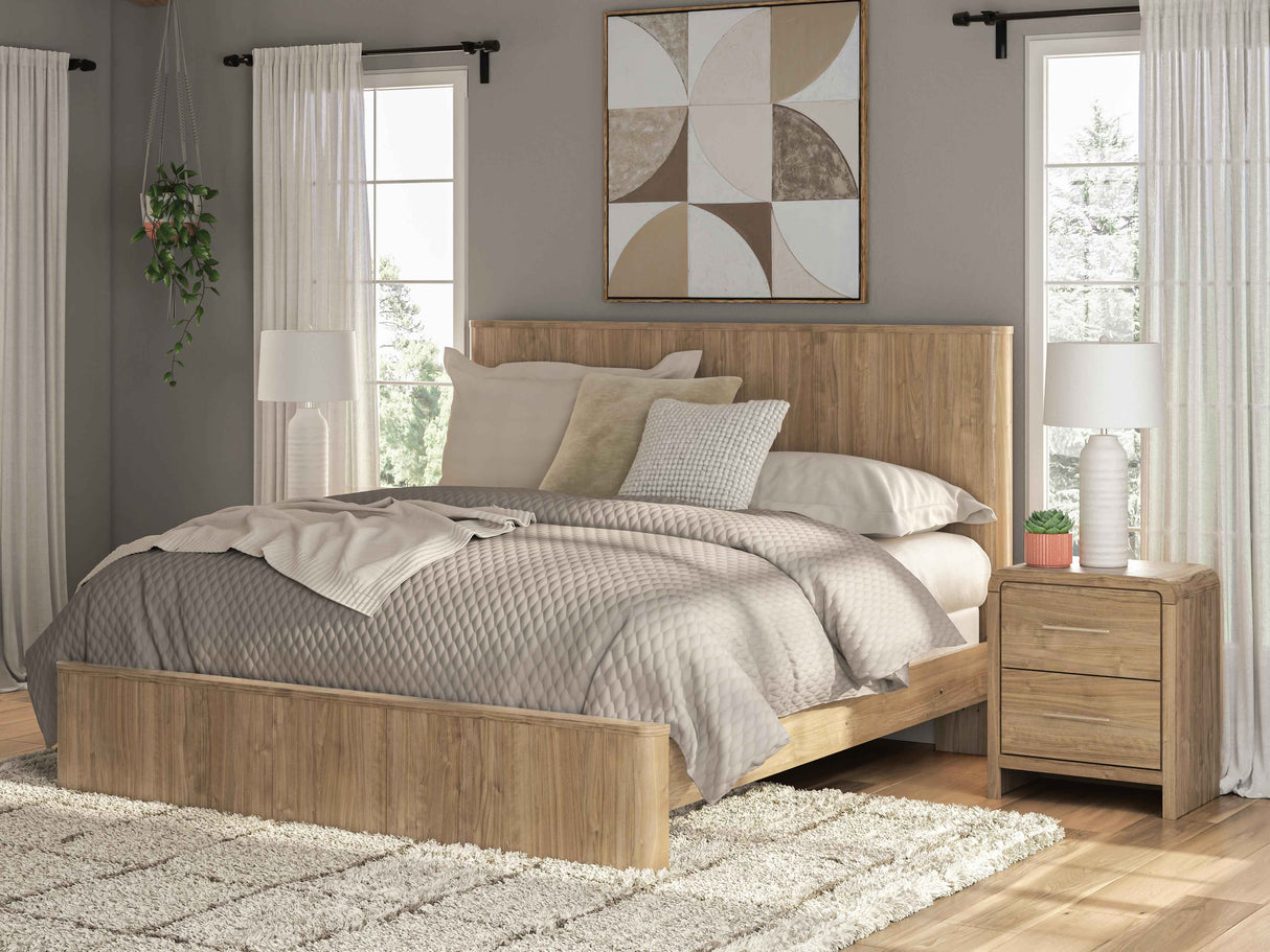 Gramburg Warm Natural Brown King Panel Bed by Ashley at Eve Furniture