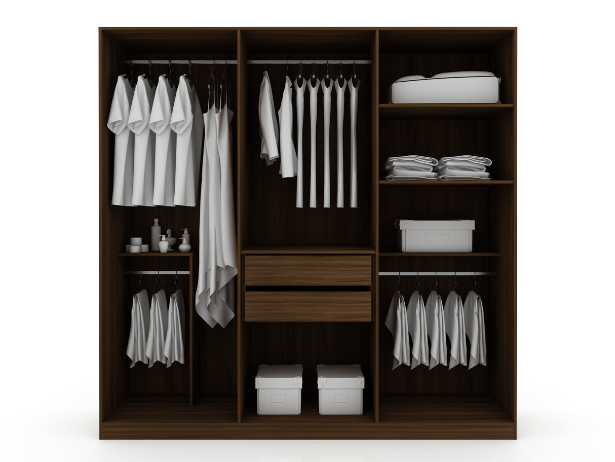 Gramercy Wardrobe Armoire Closet in Brown by Manhattan Comfort at Eve Furniture