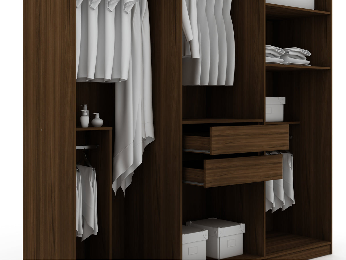 Gramercy Wardrobe Armoire Closet in Brown by Manhattan Comfort at Eve Furniture