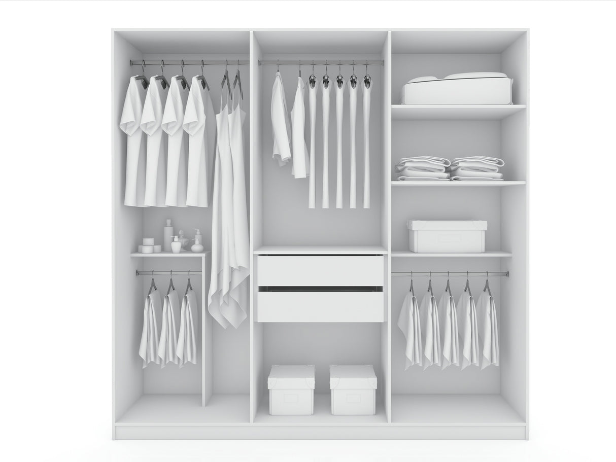 Gramercy Wardrobe Armoire Closet in White by Manhattan Comfort at Eve Furniture