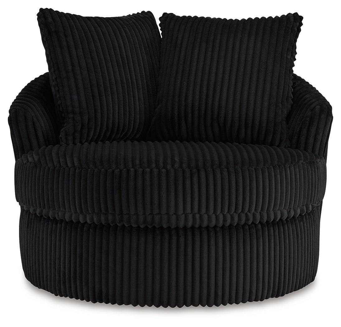 Gramwell Onyx Oversized Swivel Accent Chair by Ashley at Eve Furniture