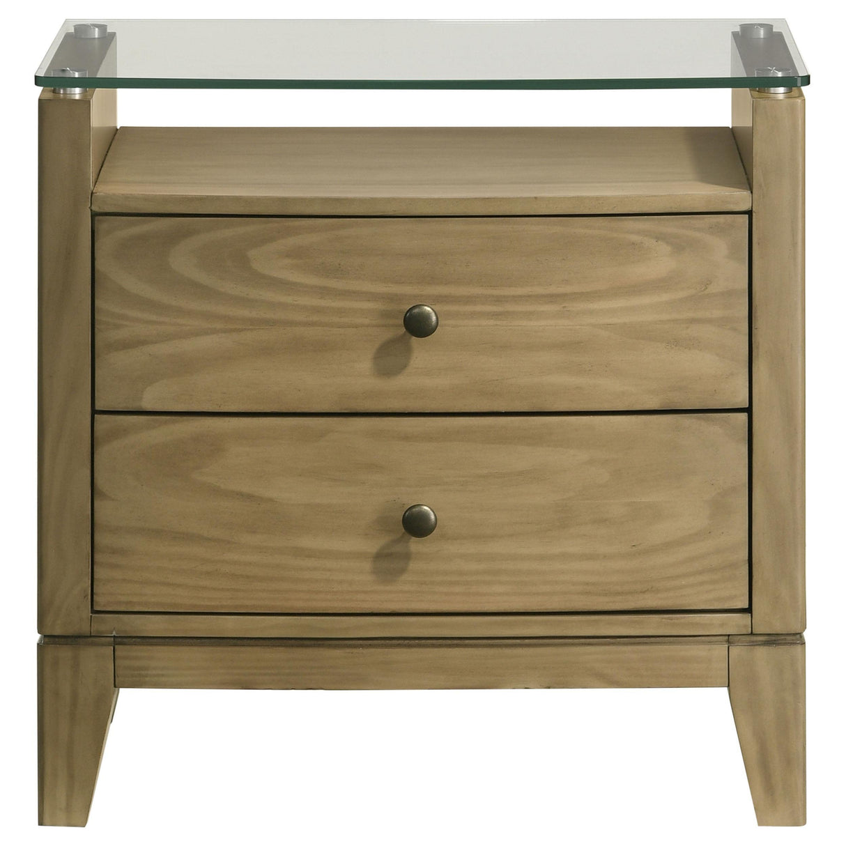 Granada Natural Pine 2-drawer Glass Top Nightstand by Coaster at Eve Furniture
