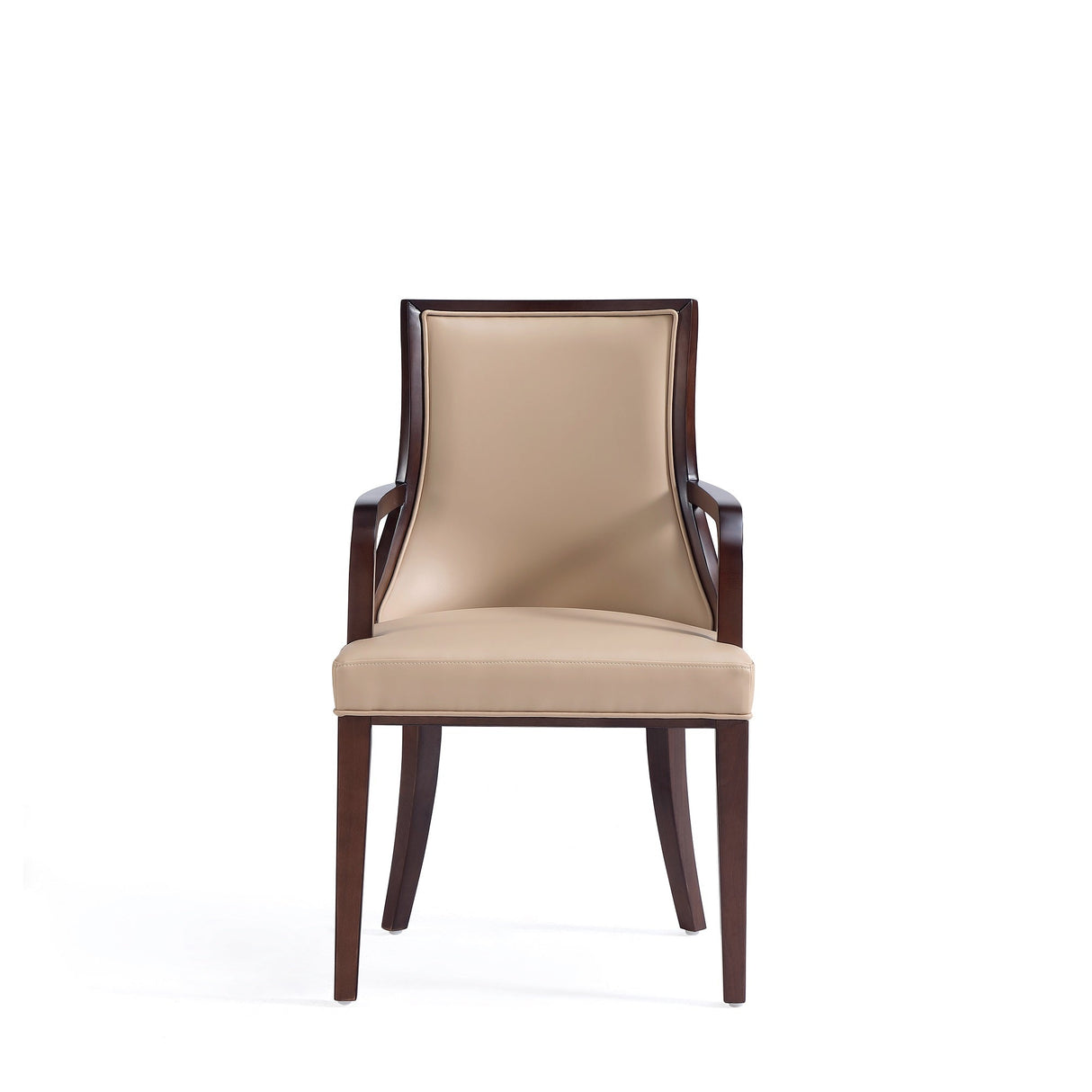 Grand Faux Leather and Velvet Dining Armchair in Tan (set of 2) by Manhattan Comfort at Eve Furniture