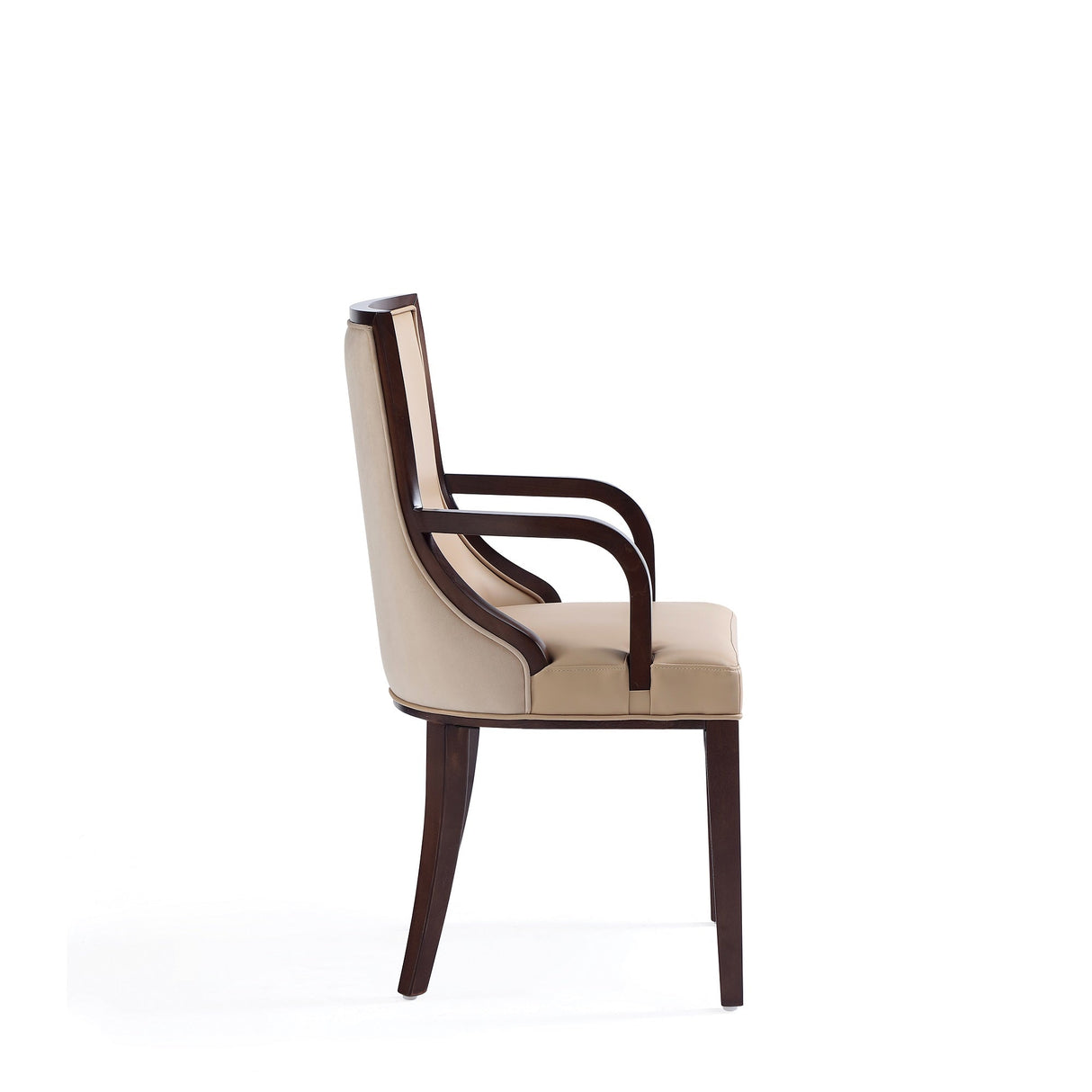Grand Faux Leather and Velvet Dining Armchair in Tan (set of 2) by Manhattan Comfort at Eve Furniture