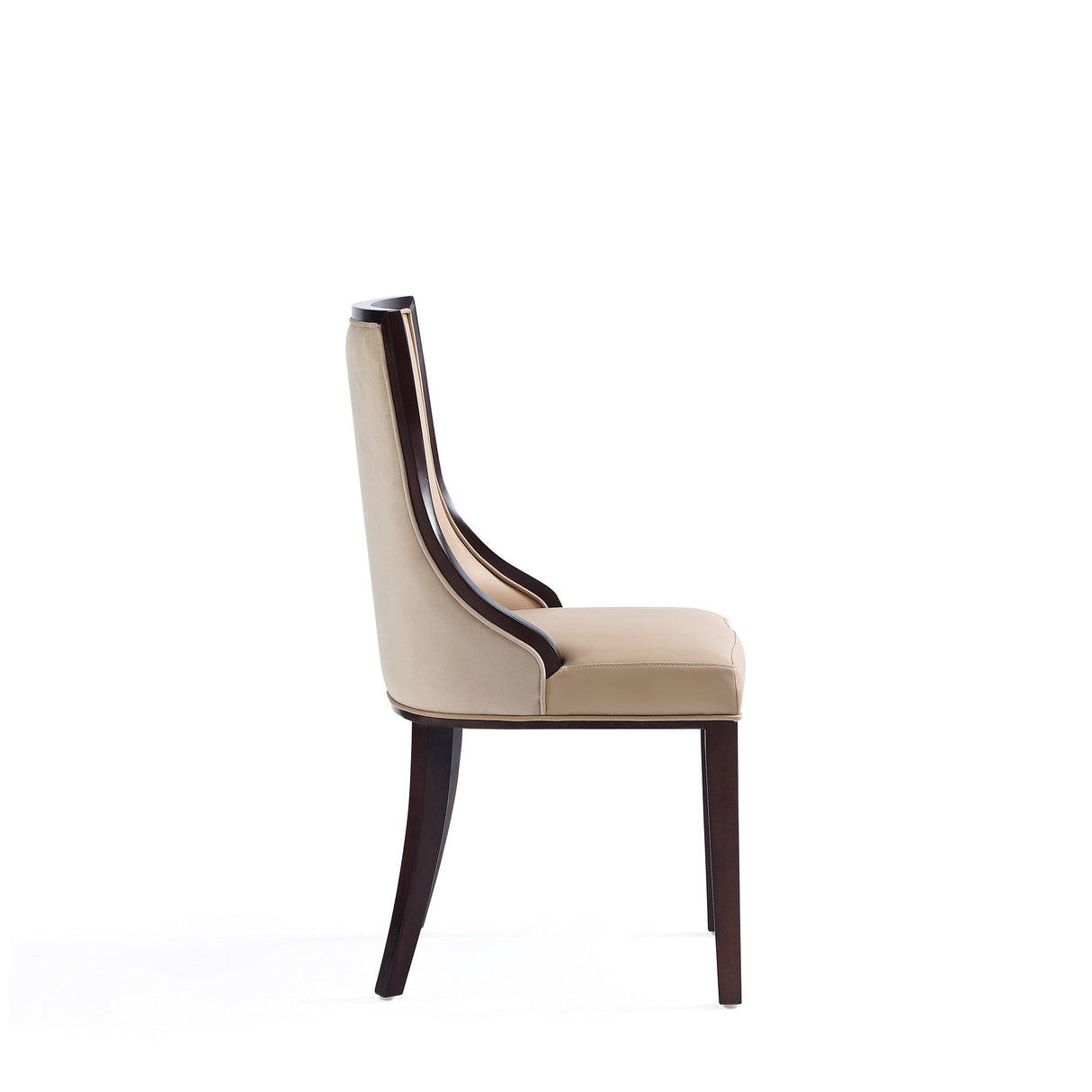 Grand Faux Leather and Velvet Dining Chair in Tan (set of 2) by Manhattan Comfort at Eve Furniture