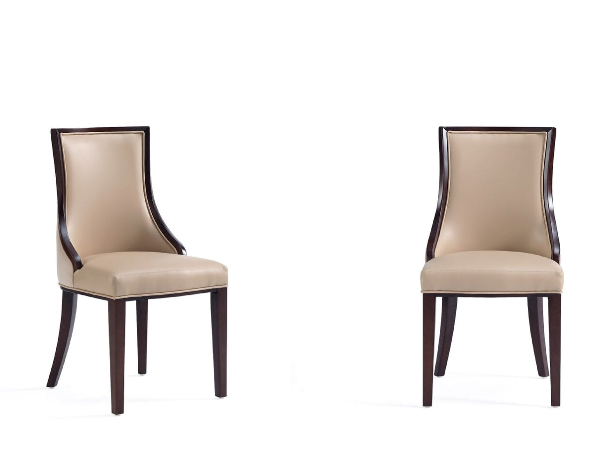 Grand Faux Leather and Velvet Dining Chair in Tan (set of 2) by Manhattan Comfort at Eve Furniture